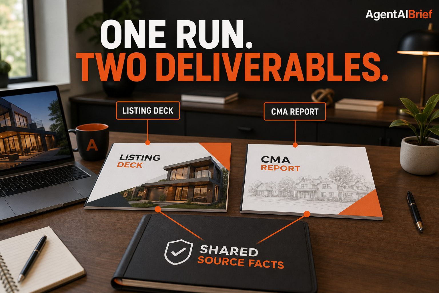 One verified research set supports a listing deck and a CMA report.