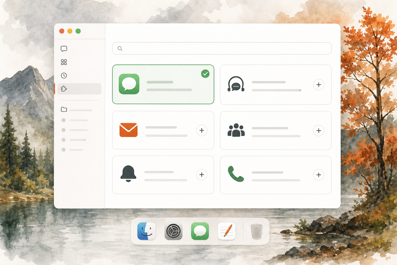 An original watercolor interpretation of the ChatGPT desktop plugin directory with an iMessage and SMS integration selected. AI-generated image for illustrative purposes.