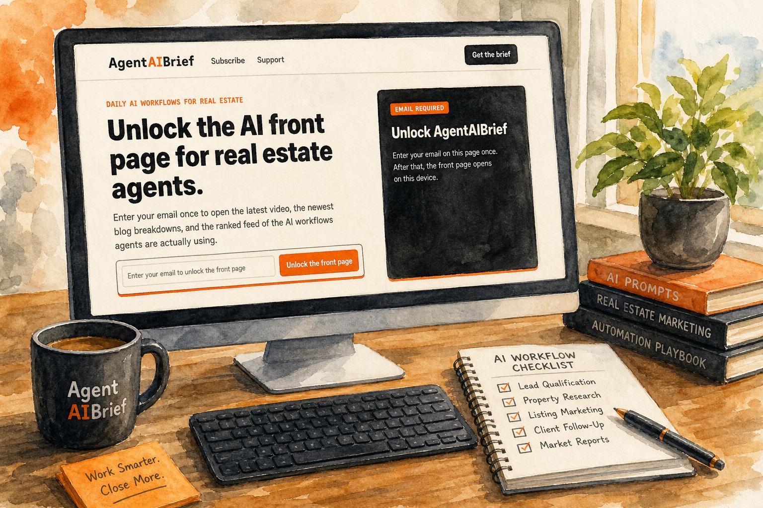 AgentAIBrief workflow for a reviewed real estate prospect brief.