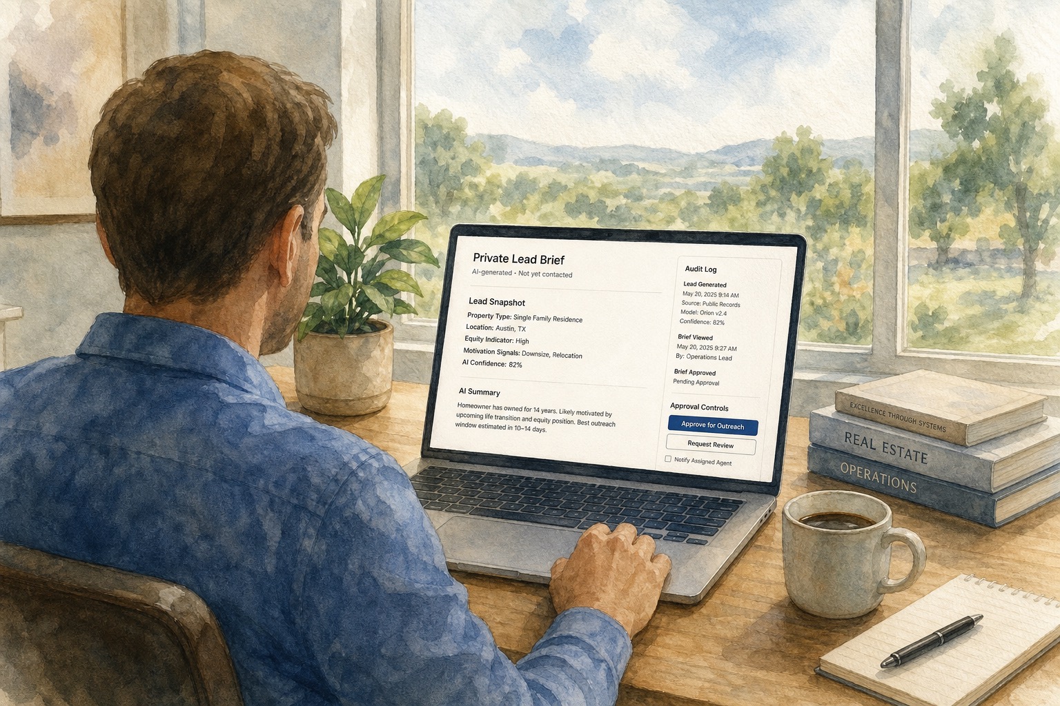 Human review of an AI-generated prospect brief before outreach.