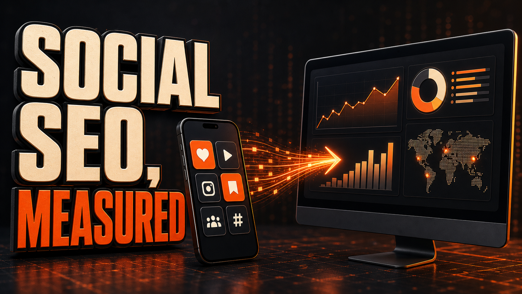 Social SEO, measured: social profile content flowing into a search performance dashboard.