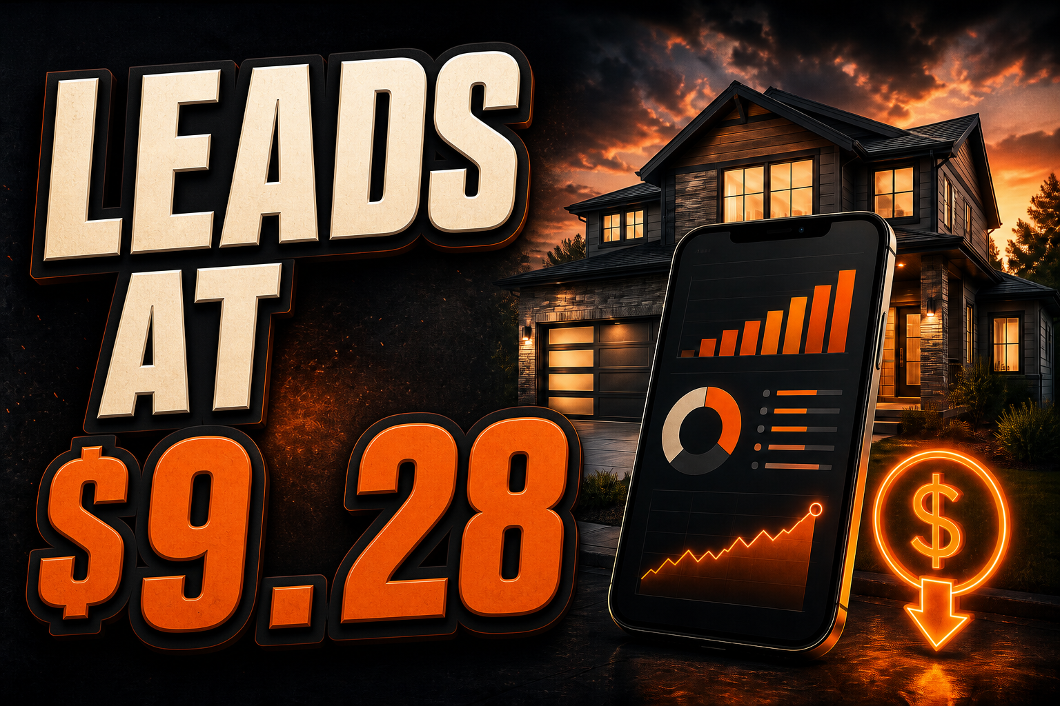 New construction leads campaign test showing the exact $9.28 reported cost per lead.
