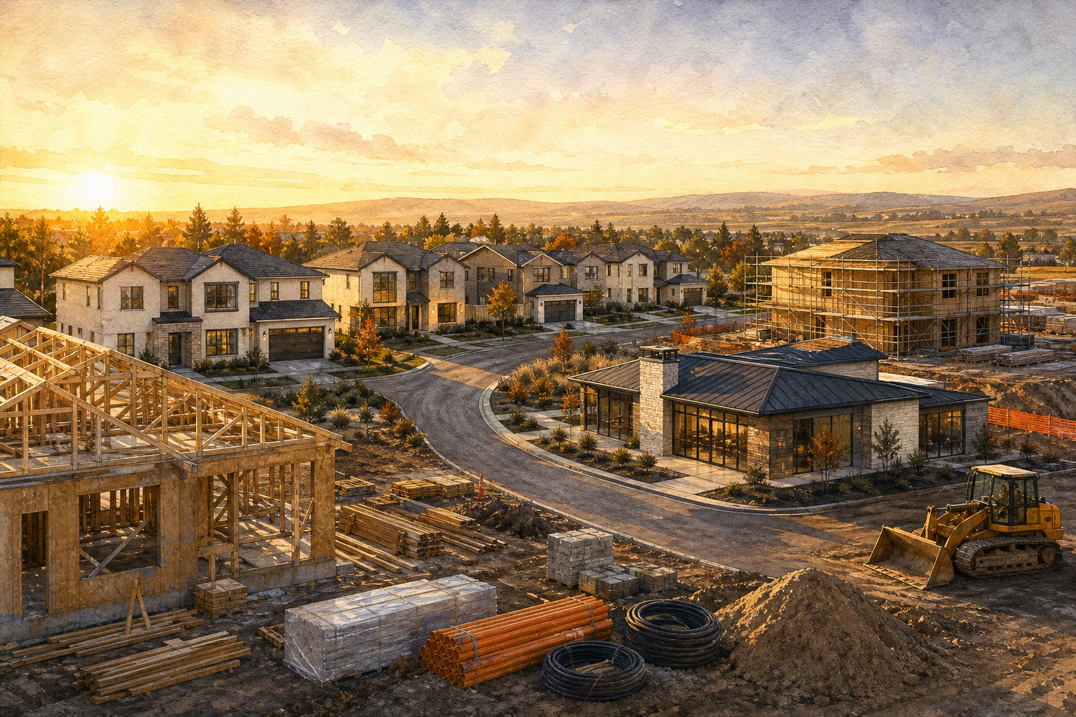 New-home inventory with completed residences and homes under construction in one active community.