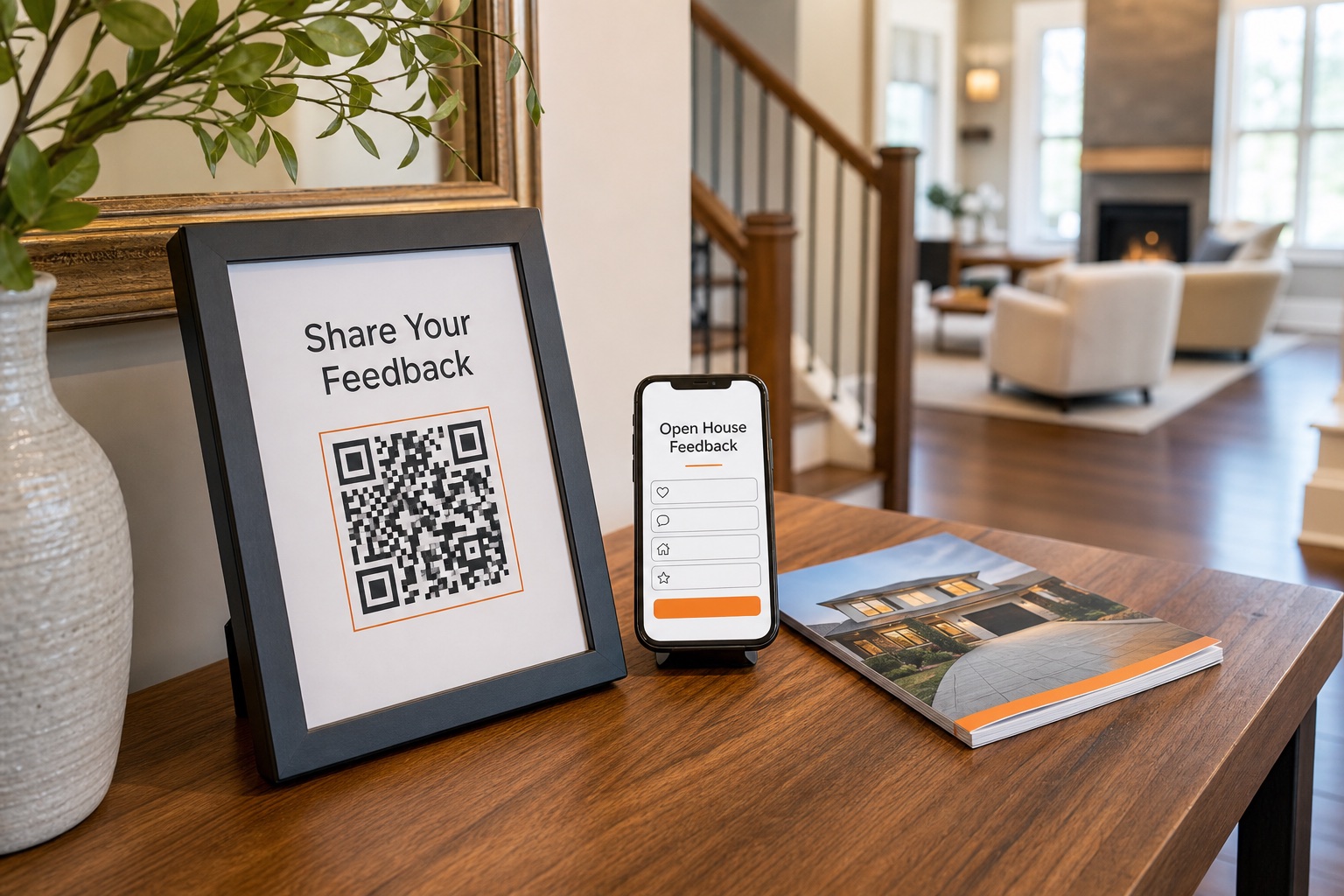 A QR-ready open house feedback sign gives guests a direct path to a mobile form after the public URL is verified.