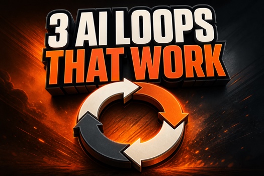 Three practical AI operating loops in AgentAIBrief orange and charcoal.